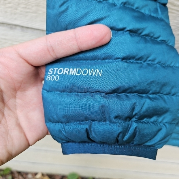 Eddie Bauer teal stormdown 800 mid-length down hooded lightweight coat XS - Picture 3 of 13